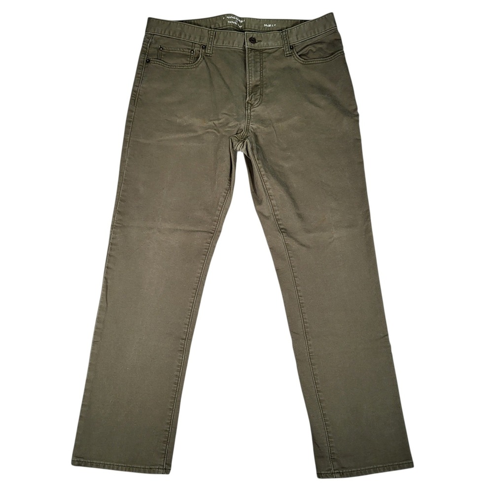 Banana Republic Jeans Mens 34x30 (Fits 35x29) Travel Jean Slim Rich Olive Green